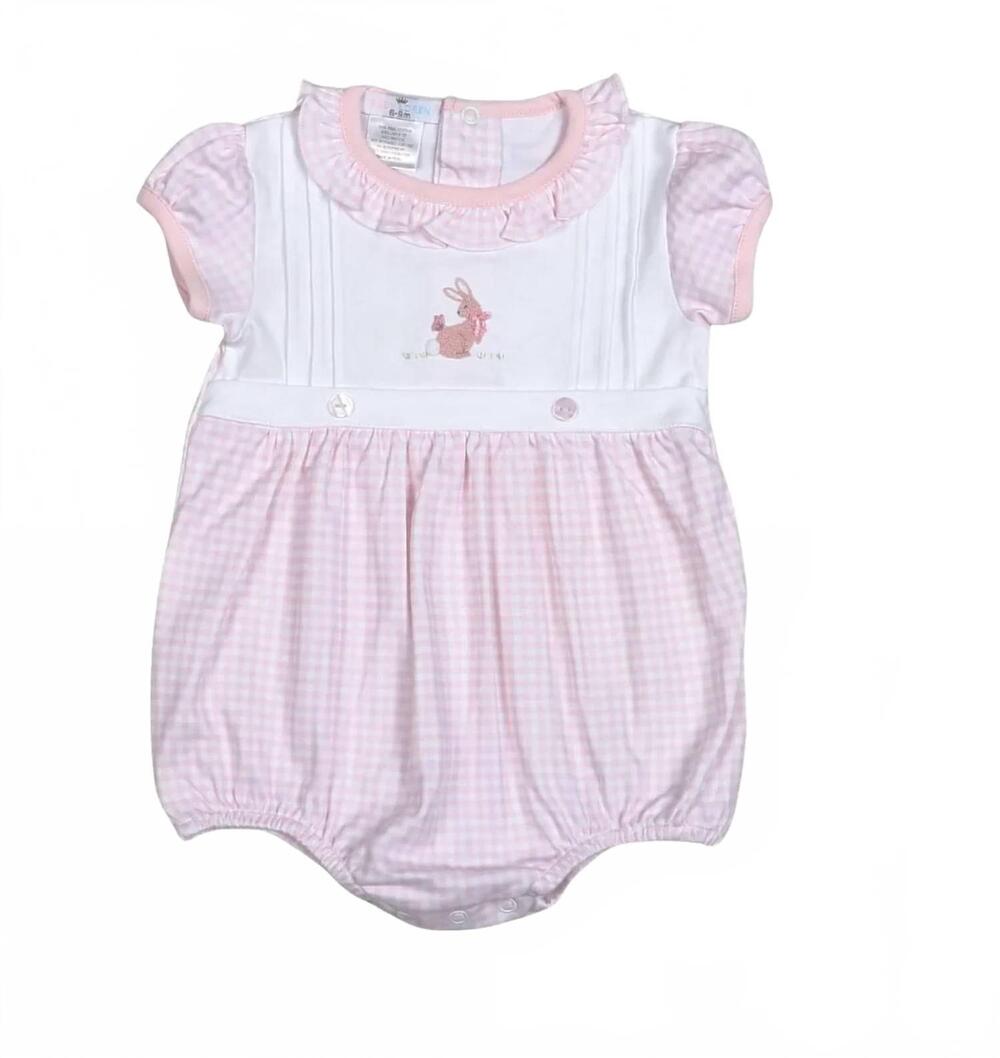 NEW BABY LOREN girl's easter bubble romper in pink